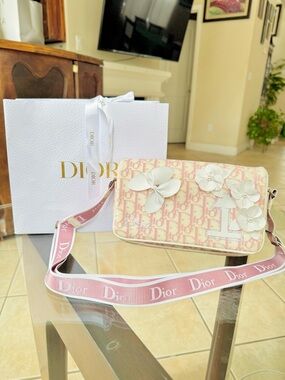 Dior Pink Floral Trotter Oblique Crossbody Bag